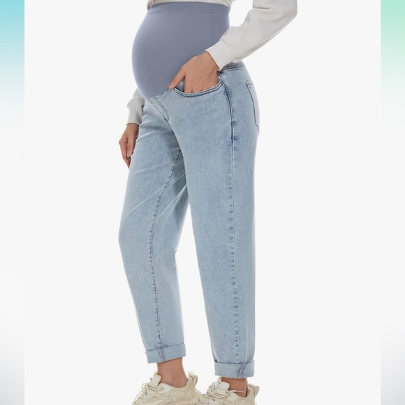 Maturnity Light Blue Straight Leg Jeans - Picture 1 of 6